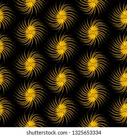 abstract flowers of golden color on a dark background