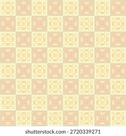 abstract flowers of hand drawn squares. vector seamless pattern. embroidery template. sun color repetitive background. modern decorative art. geometric fabric swatch. continuous textile design