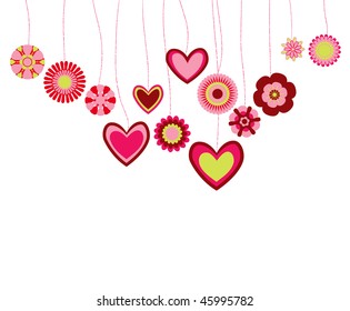 abstract flowers and hearts