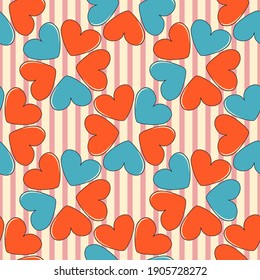 Abstract flowers from hearts. Seamless Valentine's Day vector illustration. Can be used for wallpaper, image fill, web page, background, surface.