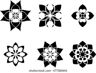 abstract flowers icon set