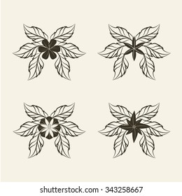 Abstract Flowers icon, vector illustration. Set of graphic flowers