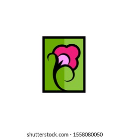 Abstract Flowers Icons on square original illustration
