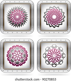 Abstract Flowers Icons Set (part of the 2 Colors Chrome Icons Set)