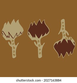 Abstract flowers illustration in brown, vector