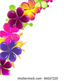 Abstract Flowers, Isolated On White Background, Vector Illustration