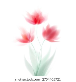 Abstract Flowers Isolated White Background With Gradient Mesh, Vector Illustration