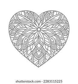 The abstract flowers and leaf in heart shape would be a great design for a coloring book cover.