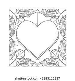 The abstract flowers and leaf in heart shape would be a great design for a coloring book cover.