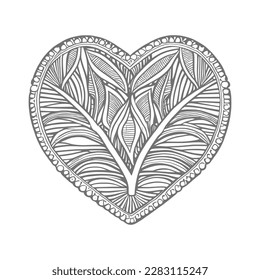The abstract flowers and leaf in heart shape would be a great design for a coloring book cover.