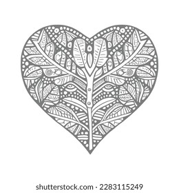 The abstract flowers and leaf in heart shape would be a great design for a coloring book cover.