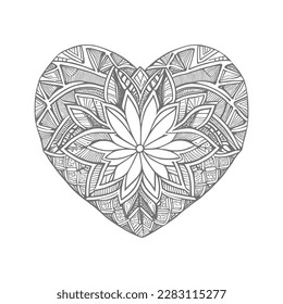The abstract flowers and leaf in heart shape would be a great design for a coloring book cover.