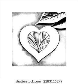 The abstract flowers and leaf in heart shape would be a great design for a coloring book cover.