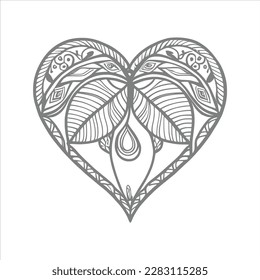 The abstract flowers and leaf in heart shape would be a great design for a coloring book cover.