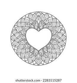 The abstract flowers and leaf in heart shape would be a great design for a coloring book cover.