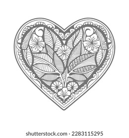 The abstract flowers and leaf in heart shape would be a great design for a coloring book cover.