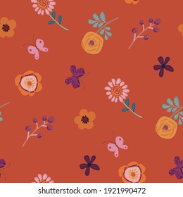 Flores abstractas y hojas sin soldadura
