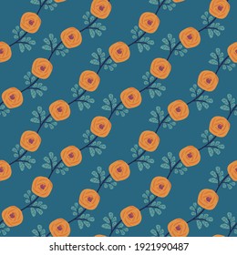 Abstract flowers and leaves seamless pattern