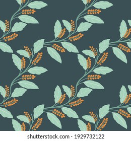 Abstract flowers and leaves seamless pattern