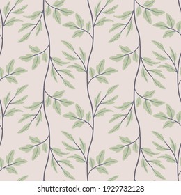 Abstract flowers and leaves seamless pattern
