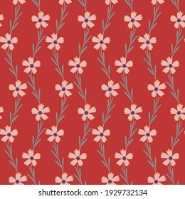 Abstract flowers and leaves seamless pattern