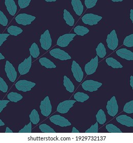 Abstract flowers and leaves seamless pattern