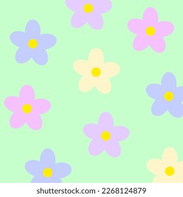 Resumen de flores de fondo verde claro. Ilustración vectorial.