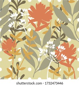 Flores abstractas sobre fondo beige