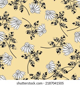 Abstract flowers on a beige background.