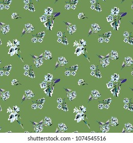abstract flowers on black background on green background