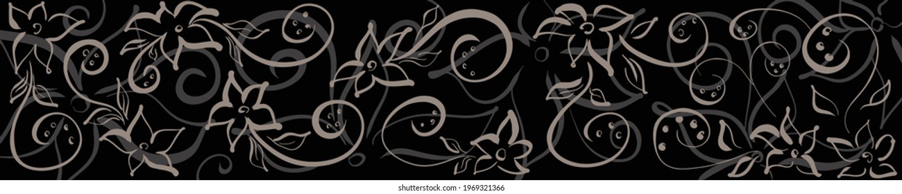 abstract flowers on a black background, skinned