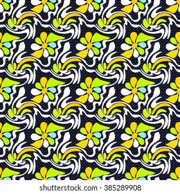 abstract flowers on a black background seamless pattern graffiti