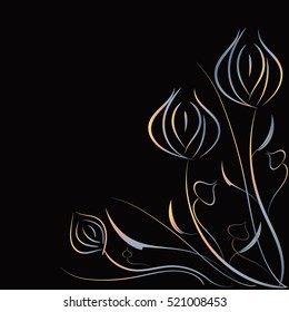  Abstract flowers on a black background