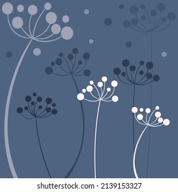 Abstract flowers on a blue background, vector illustration