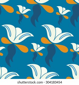 abstract flowers on a blue background vector illustration