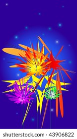 Abstract flowers on a dark blue background