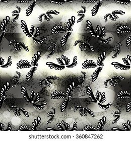 abstract flowers on a gray background seamless pattern