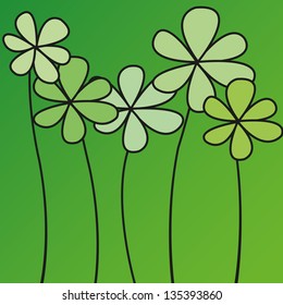 	Abstract flowers on green background