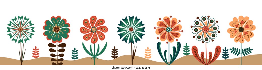 Abstract flowers on light background. Trendy hand drawn textures. Modern abstract design. Hand-drawn. Flat design. Vector illustration.
