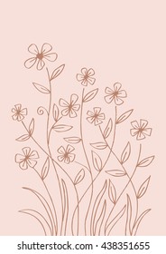 abstract flowers on meadow. Sketchy style.