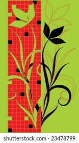 Abstract flowers on a square background. Vector