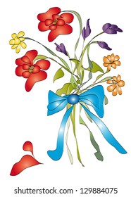 Abstract flowers on white background - vector illustration.