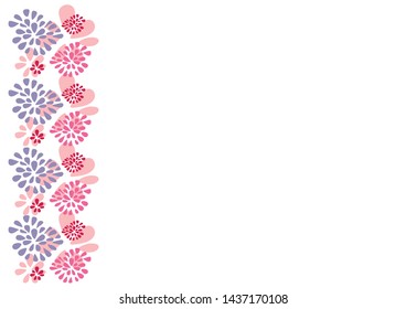 abstract flowers on white background with copy space (pink, purple)