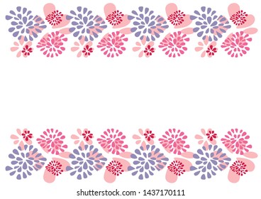 abstract flowers on white background with copy space (pink, purple)