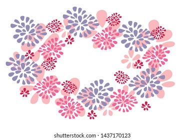 abstract flowers on white background with copy space (pink, purple)