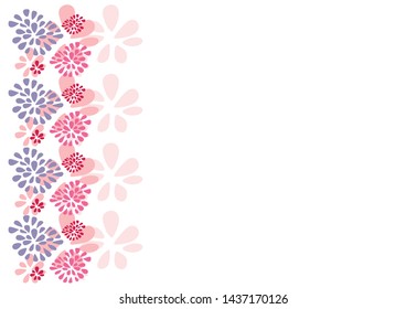 abstract flowers on white background with copy space (pink, purple)