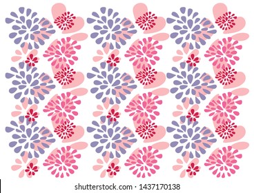 abstract flowers on a white background (pink, purple)