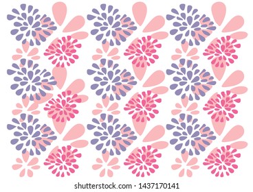 abstract flowers on a white background (pink, purple)