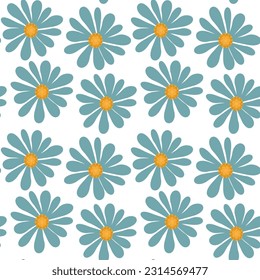 Abstract flowers on white background, seamless vector pattern, decorative floral design, wallpaper, packaging, textile print.