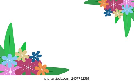 Abstract flowers on white background Vector design floral border frame and card.
